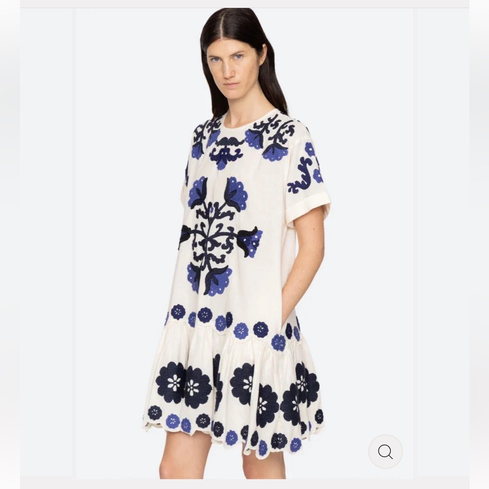 NWT SEA NY Catrine Applique Blue and White Dress Size XL - Picture 10 of 12